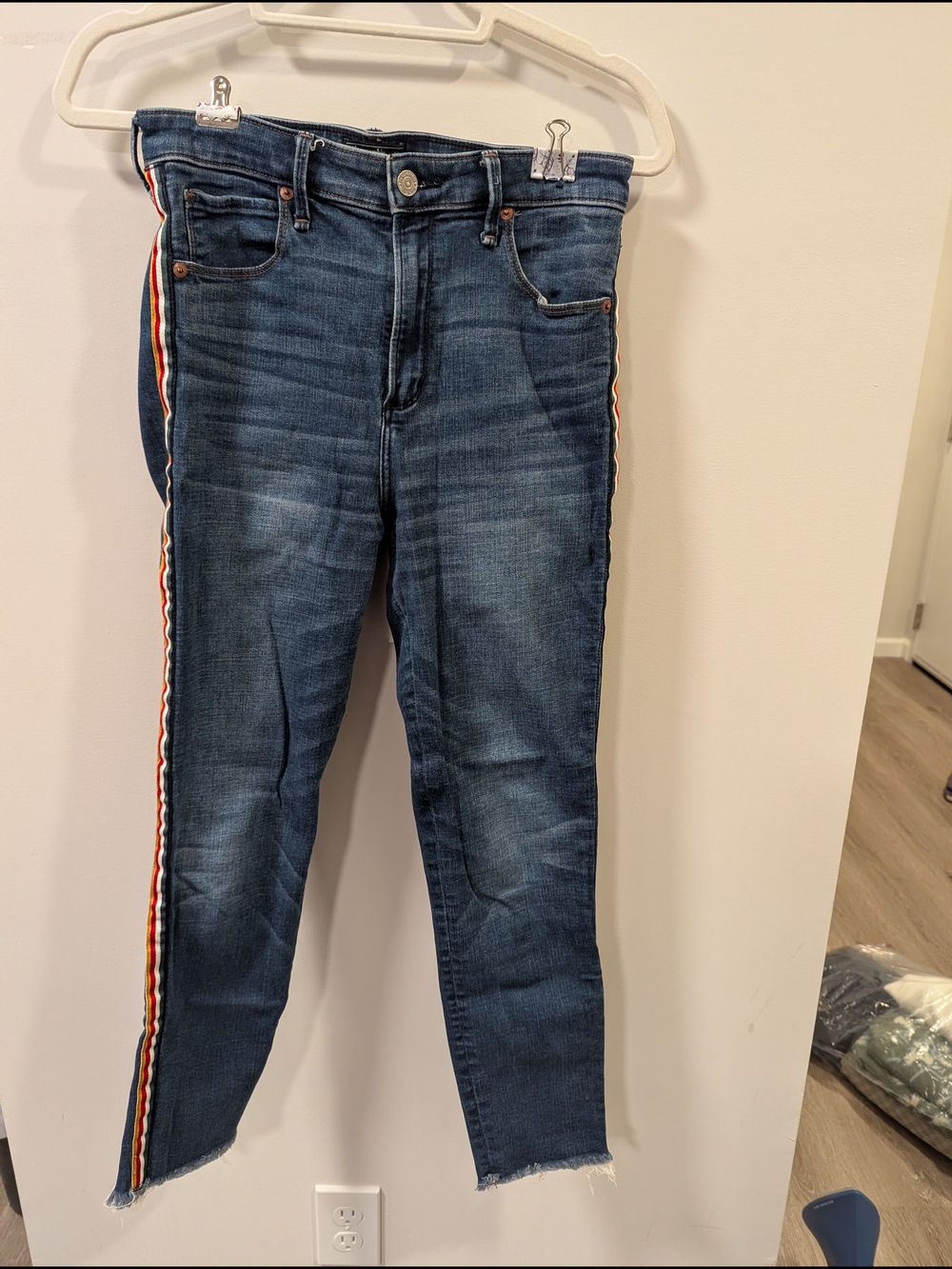 Abercrombie & Fitch Dark Blue Skinny Jeans with Side Stripe